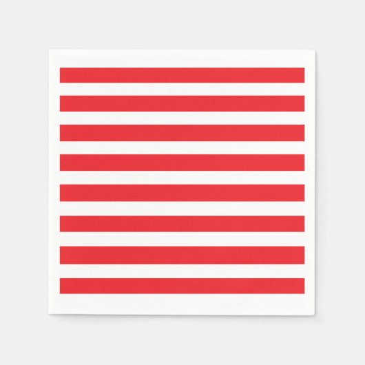Serviettes en papier rayé rouge et blanc (Devant)