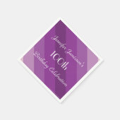 Serviettes en papier rayé violet, fête du 100e ann (Coin)