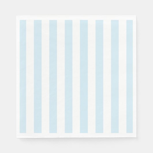 Serviettes en papier rayées bleu bébé et blanc (Devant)