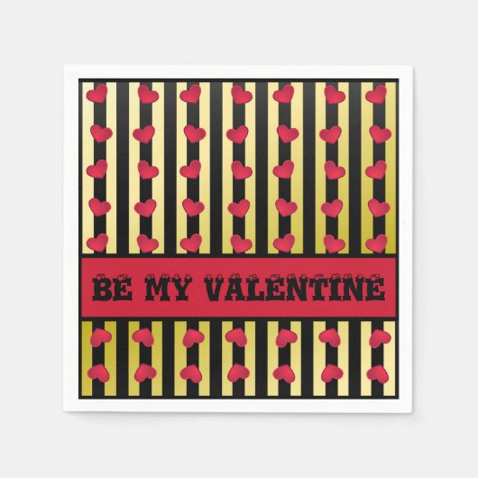 Serviettes en papier rayées pour la Saint-Valentin (Devant)