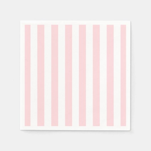 Serviettes en papier rayées rose et blanc (Devant)