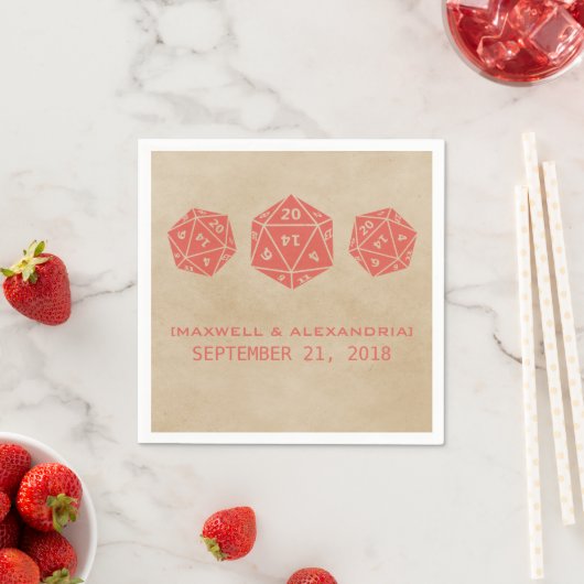 Serviettes en papier Red Grunge D20 Dice (En situation)