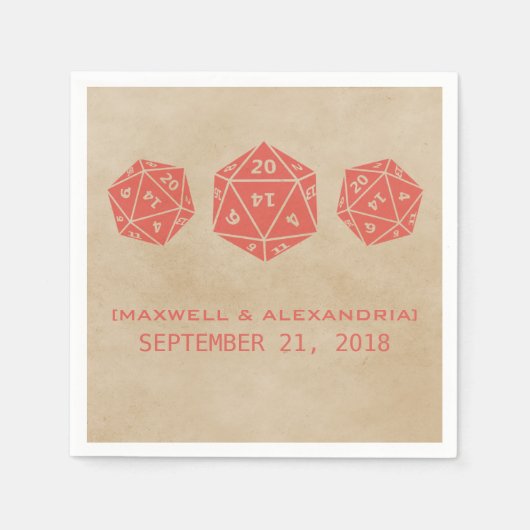 Serviettes en papier Red Grunge D20 Dice (Devant)