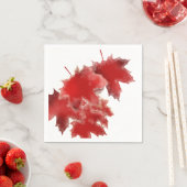 Serviettes en papier Red Leaf avec neige (En situation)