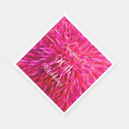Serviettes en papier rose chaud 90e fête d'anniver (Coin)