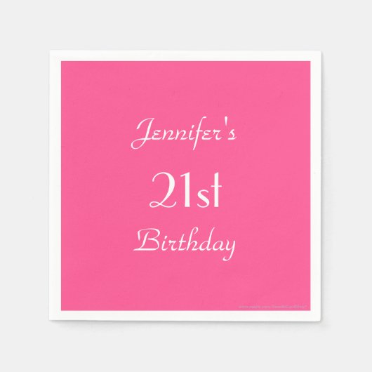 Serviettes en papier rose chaud, fête du 21e anniv (Devant)