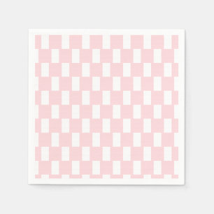 Serviettes en papier rose et blanc à carreaux et à