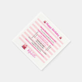 Serviettes en papier rose et blanc rayées Joyeux A (Coin)