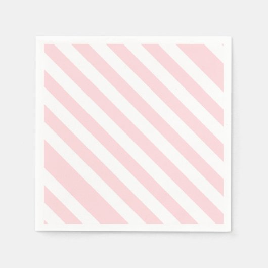 Serviettes en papier rose et blanc rayure diagonal (Devant)