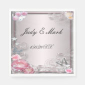 Serviettes En Papier Rose Floral Et Papillon (Devant)