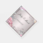 Serviettes En Papier Rose Floral Et Papillon (Coin)