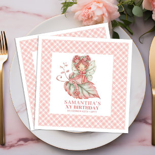 Serviettes en papier rose floral pour l'anniversai