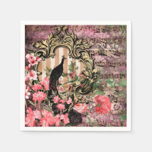 Serviettes en papier rose paon pour mariage frança