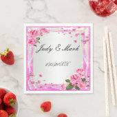 Serviettes En Papier Rose Roses Et Perles (En situation)