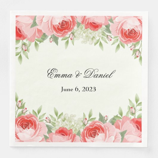 Serviettes en papier Roses Roses (Devant)
