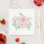 Serviettes en papier - Roses roses (En situation)