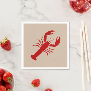 serviettes en papier rouge et beige pour homard na
