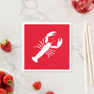 Serviettes en papier rouge et blanc de homard mari