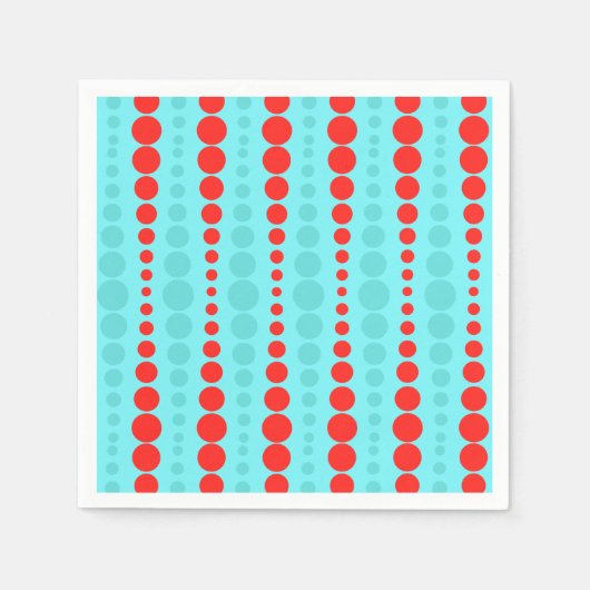 Serviettes en papier rouge et turquoise rétro (Devant)