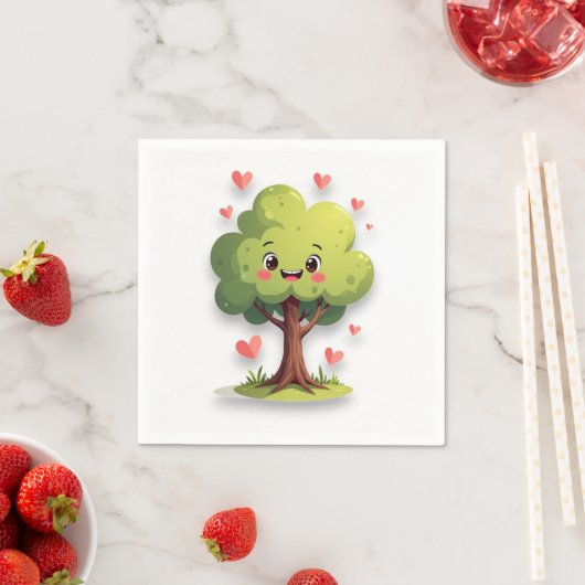 Serviettes en papier Saint-Valentin Arbre Cœurs Ro (En situation)