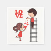 Serviettes en papier Saint-Valentin Cœurs Rouges (Devant)