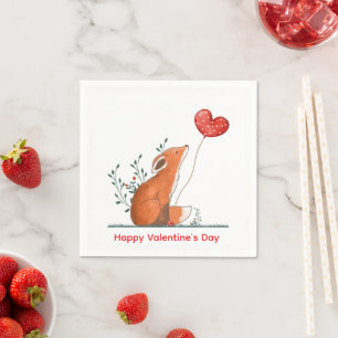 Serviettes en papier Saint-Valentin Renard Amour C