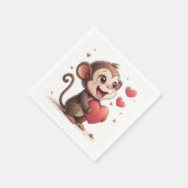 Serviettes en papier Saint-Valentin Singe Cœurs Ro (Coin)