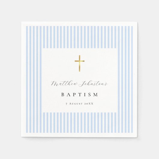Serviettes en papier simples bleues pour baptême d (Devant)