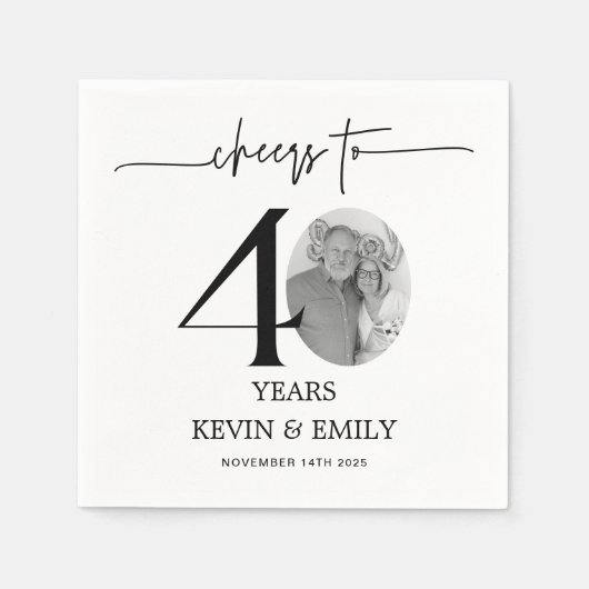 Serviettes en papier simples pour le 40e anniversa (Devant)