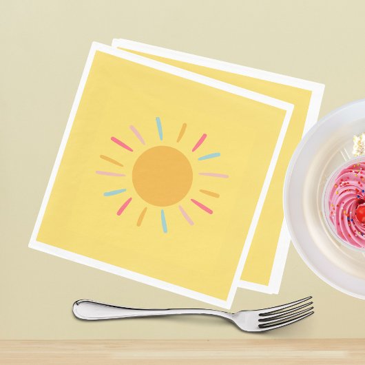 Serviettes en papier - Soleil jaune
