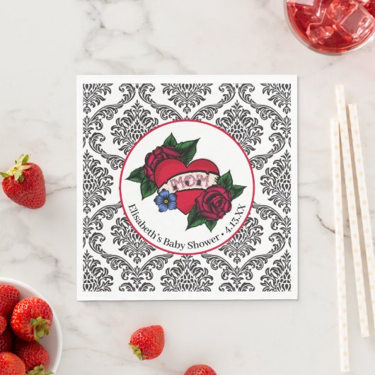 Serviettes en papier Tatouage Maman Vintage (En situation)