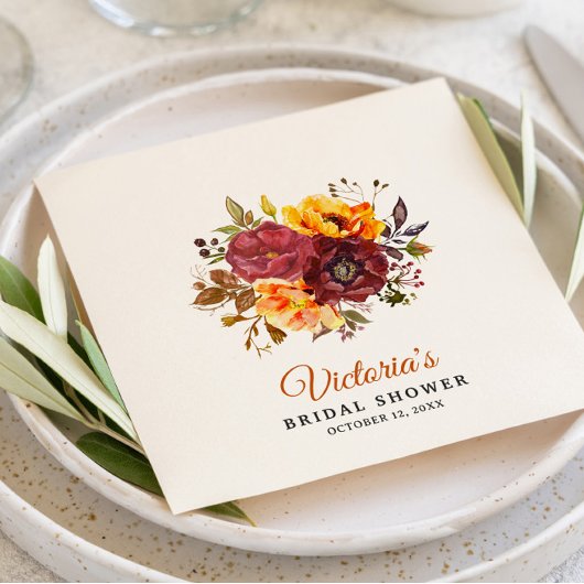 Serviettes en papier thème automne, cocktail stand