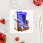 Serviettes en papier thème chaise de plage bleu et (En situation)