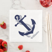 Serviettes en papier - Thème nautique Ancre et cor (En situation)