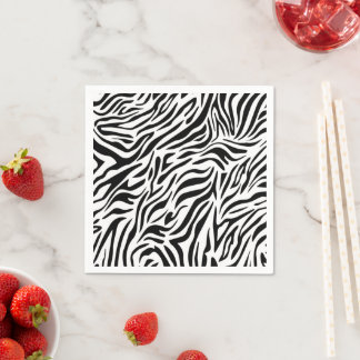 Serviettes en papier thème zèbre pour fêtes