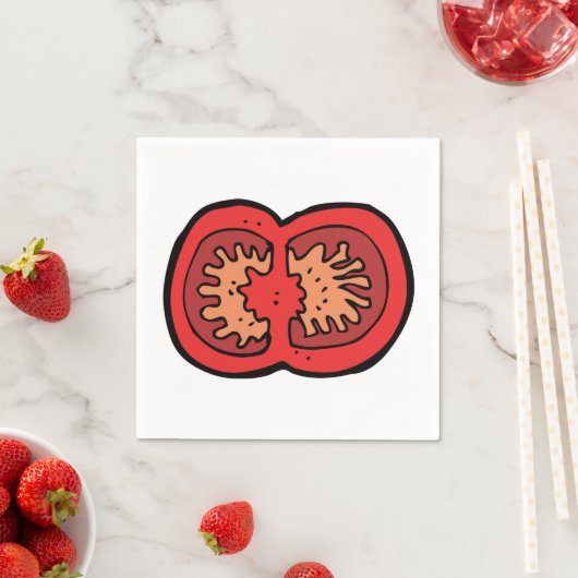 Serviettes en papier tomate coupé (En situation)