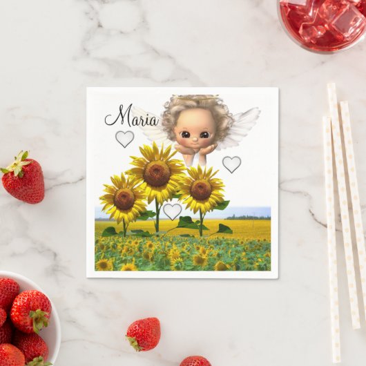 Serviettes en papier Tournesol Angels (En situation)
