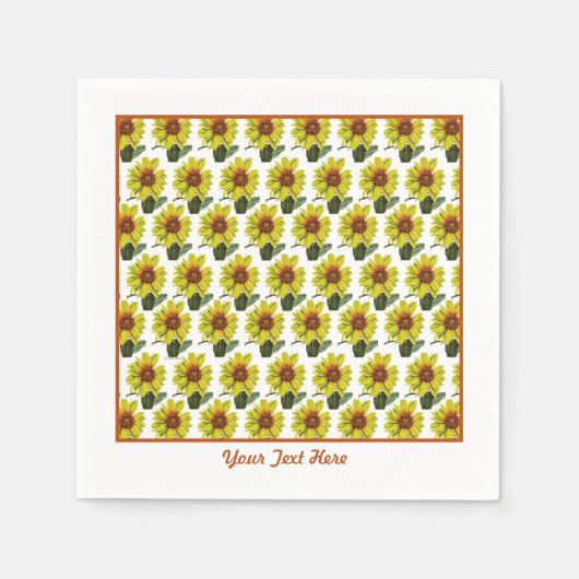 Serviettes en papier tournesol - Personnalisation (Devant)