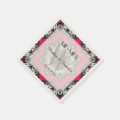 Serviettes en papier Tribal Deco Rose et Noir (Coin)