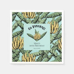 Serviettes en papier tropicales turquoise Go Banan