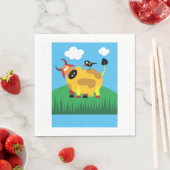 Serviettes En Papier Vache Et Oiseau Noir (En situation)