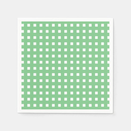 Serviettes en papier vert à carreaux Gingham (Devant)