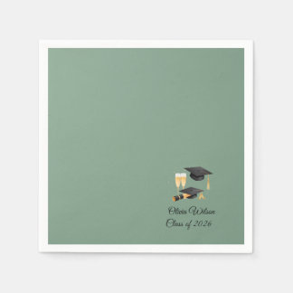 Serviettes en papier vert sauge minimaliste pour f