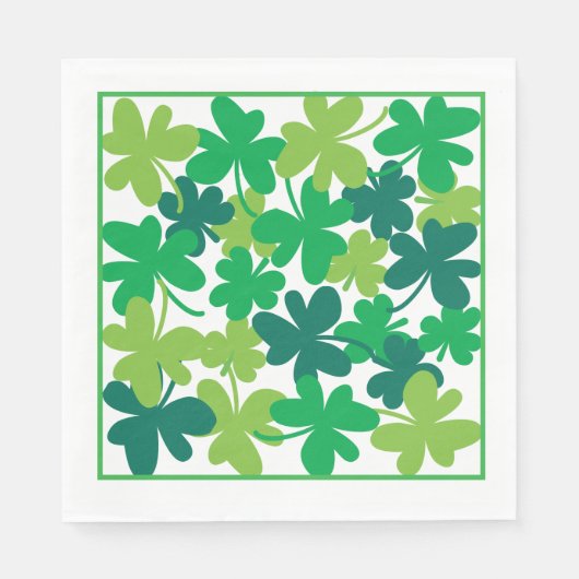 Serviettes en papier vert trèfle de la Saint-Patri (Devant)