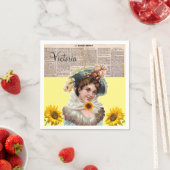 Serviettes en papier victorien tournesol (En situation)