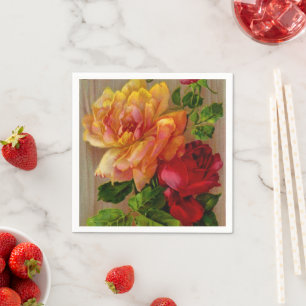 serviettes en papier Vintage florales Roses