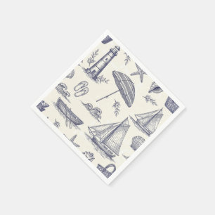 Serviettes en papier vintage nautique côtier