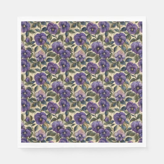 Serviettes en papier violet Pensée pour fête (Devant)