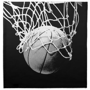 Serviettes En Tissus Basket-ball noir et blanc