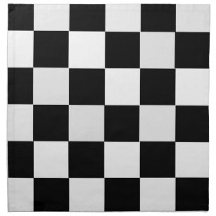 Serviettes En Tissus Checkered noir et blanc
